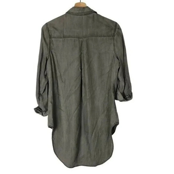 Versona Gray Long Sleeve Button Down Hi Low Top S - Picture 2 of 3